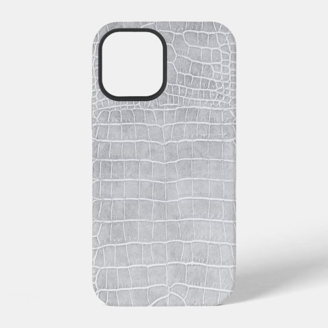 Funda Para iPhone Cuero falso de cocodrilo gris perla (Reverso )