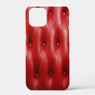 Funda Para iPhone 12 Cuero Rojo: Elegancia de Patrón de Tapicería.