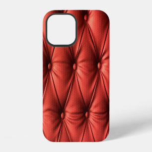 Funda Para iPhone 12 Cuero Rojo Texturizado: Acercamiento Detallado del