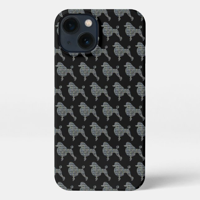 Funda Para iPhone Cuesta de silueta de perro caniche negro (Reverso )
