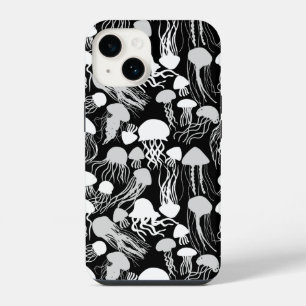 Funda Para iPhone 14 Cuidado con las Medusas.w.b Fondo Negro