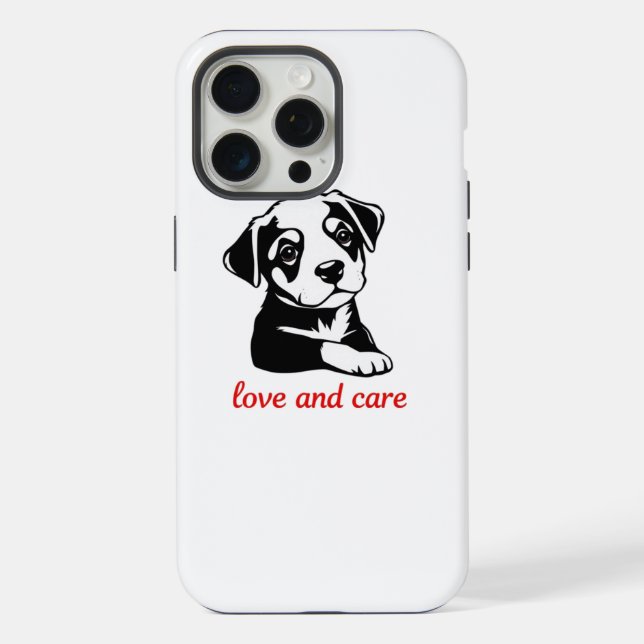 Funda Para iPhone Cuidado y amor cachorro  (Reverso )