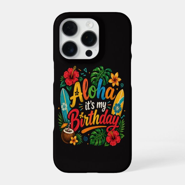 Funda Para iPhone Cumpleaños Aloha Hibisco Hawái (Reverso)