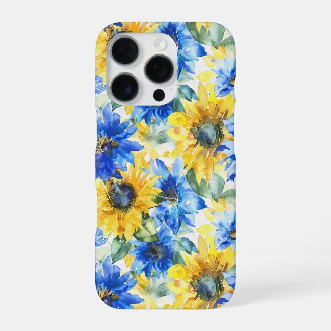 Funda Para iPhone Cumpleaños Flores Amarillas Azules (Reverso)