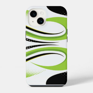 Funda Para iPhone 14 Curva abstracta verde, blanca y negra
