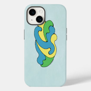 Funda Para iPhone 14 Curvas de abrazo (amarillo, azul, verde)