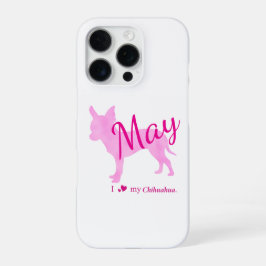 Funda Para iPhone 16 Pro Custom Chihuahua Phone Case  Pstel Pink Silhouette