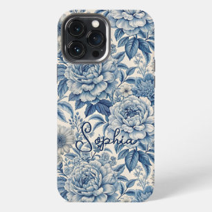 Funda Para iPhone 13 Pro Max Custom Elegant Boho Chic Blue Blossom