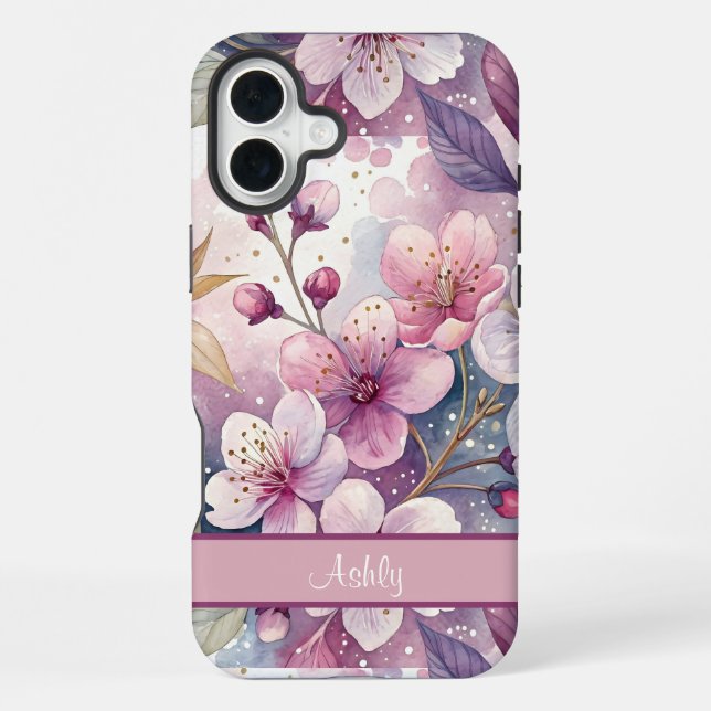 Funda Para iPhone Custom Elegant Watercolor Cherry Blossom Sakura (Reverso )