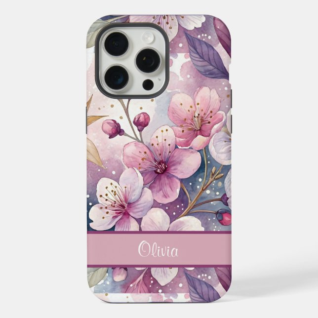 Funda Para iPhone Custom Elegant Watercolor Cherry Blossom Sakura (Reverso )
