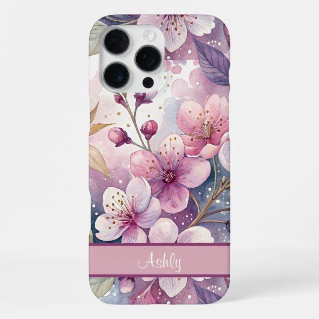 Funda Para iPhone Custom Elegant Watercolor Cherry Blossom Sakura (Reverso )