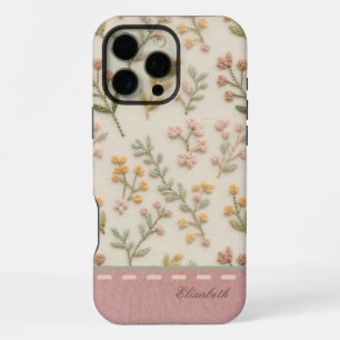 Funda Para iPhone 16 Pro Max Custom Embroidery Cottagecore Wildflower Estética