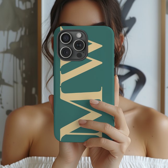 Funda Para iPhone Custom Monogram Green Case Gift for Teens & Adults (Personalized Initial Phone Case – Monogram Gift for Her or Him, Friends, Coworkers, & Birthday)