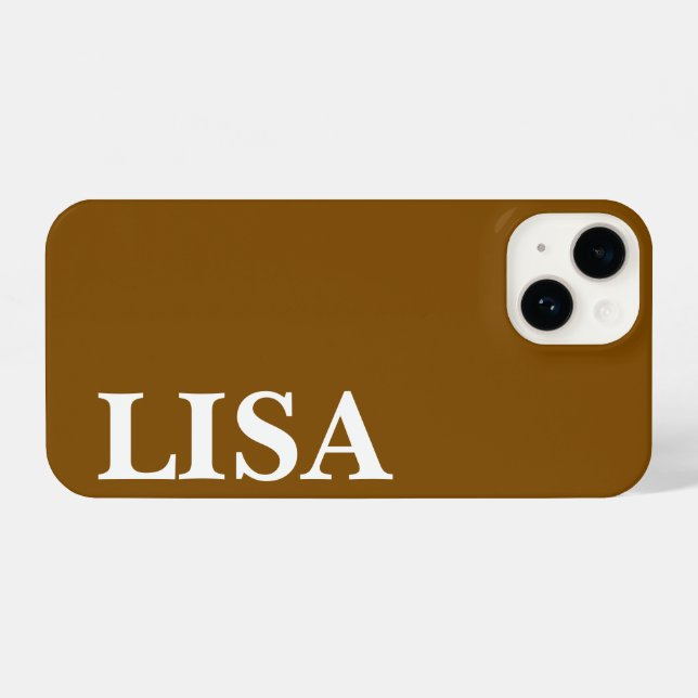 FUNDA PARA iPhone CUSTOM NAME STYLISH MODERN MINIMAL MONOGRAM BROWN (Reverso Horizontal)