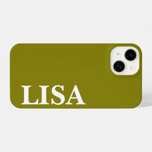 FUNDA PARA iPhone CUSTOM NAME STYLISH MODERN MINIMAL MONOGRAM OLIVE (Reverso Horizontal)