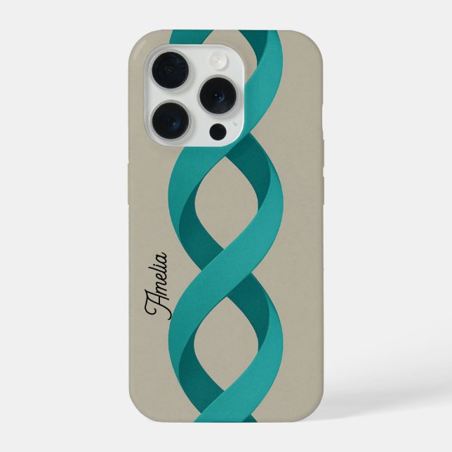 Funda Para iPhone Custom Name Turquoise Spiral Bands (Reverso )