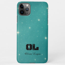 Funda Para iPhone 11Pro Max Custom Name Turquoise Starry