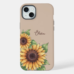 Custom Name Watercolor Sunflower Rustic