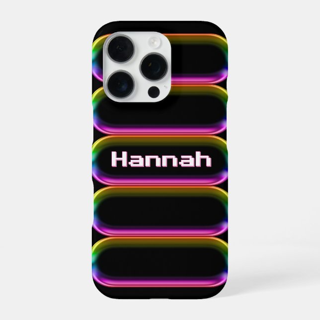 Funda Para iPhone Custom Neon Glass Name Retro Glow 80s (Reverso)
