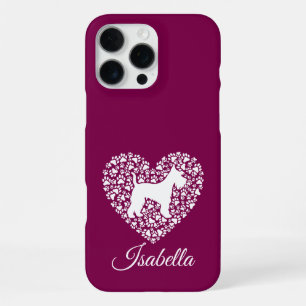 Funda Para iPhone 16 Pro Max Custom Schnauzer Heart Paws Print - Dog Lover