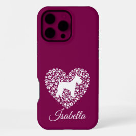 Funda Para iPhone 16 Pro Max Custom Schnauzer Heart Paws Print - Dog Lover