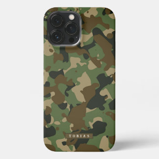 Funda Para iPhone 13 Pro Max Customizable Name Camouflage Military Kaki Brown