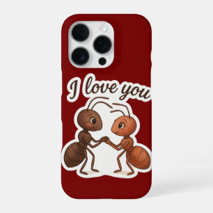 Funda Para iPhone 16 Pro Cute Ant Love Sticker – Diseño Transparente Románt