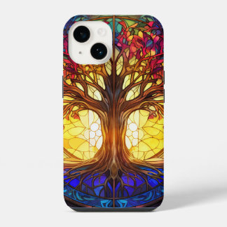 Funda Para iPhone 14 Cute árbol de la vida de vidrio tintado