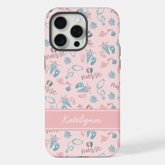 Funda Para iPhone Cute Baby Nurse Phone Case | Personalized Name (Reverso )