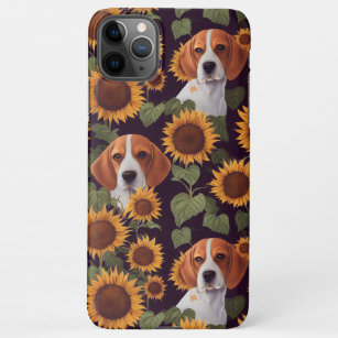 Funda Para iPhone 11Pro Max Cute Beagles Encantado Girasol Dibujo Jardín