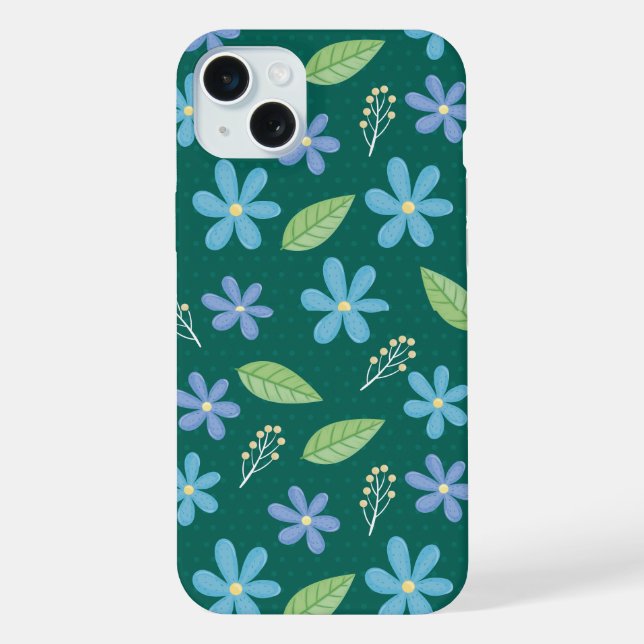 Funda Para iPhone Cute Blue Floral Seamless Pattern (Reverso )