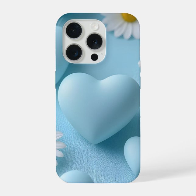 Funda Para iPhone Cute Blue Heart Floral Phone Sticker (Reverso )