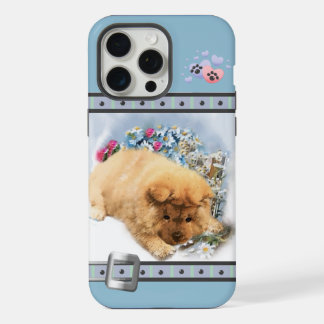 Cute Blue Modern Chow Chow Puppy Dog Art