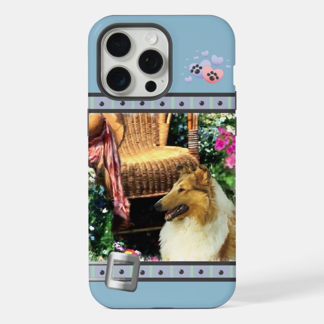 Funda Para iPhone Cute Blue Modern Rough Collie Collie Dog Art (Reverso )