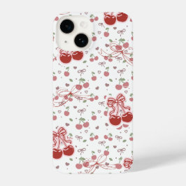 Funda Para iPhone 14 Cute Cherry iPhone 14 Case with Hearts & Bows