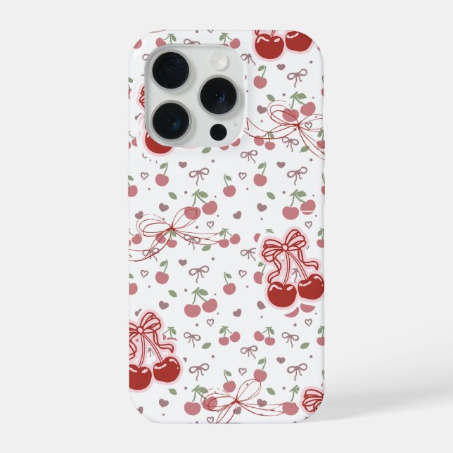 Funda Para iPhone Cute Cherry Phone Case with Hearts & Bows (Reverso )