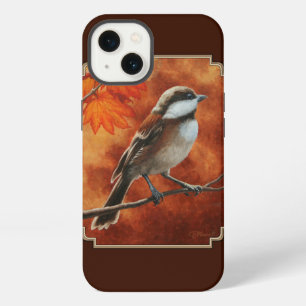 Cute Chickadee y colores de otoño