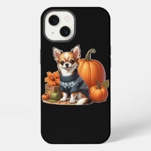 Cute Chihuahua con suéter con calabazas
