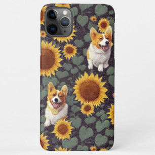 Funda Para iPhone 11Pro Max Cute Corgis Encantado Girasol Dibujo Jardín