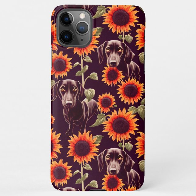 Funda Para iPhone Cute Dachshunds Encantado Dibujo Jardín del Giraso (Reverso)