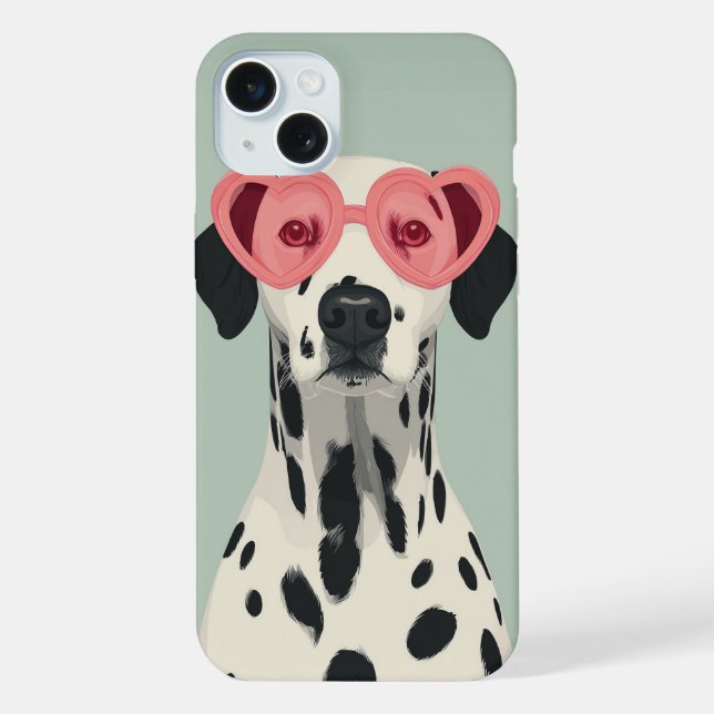 Funda Para iPhone Cute Dalmatian with Heart Sunglasses (Reverso )