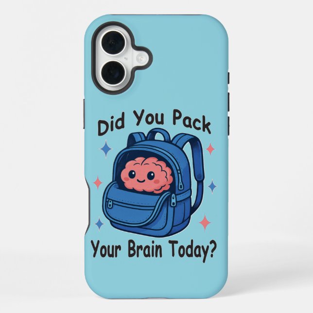 Funda Para iPhone Cute “Did You Pack Your Brain Today?” Brain Pun (Reverso )