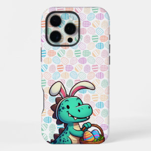 Funda Para iPhone 16 Pro Max Cute, dinosaurio conejito de Pascua