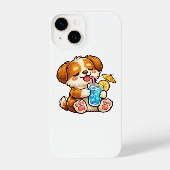 Funda Para iPhone Cute Dog Summer Drink (Reverso )