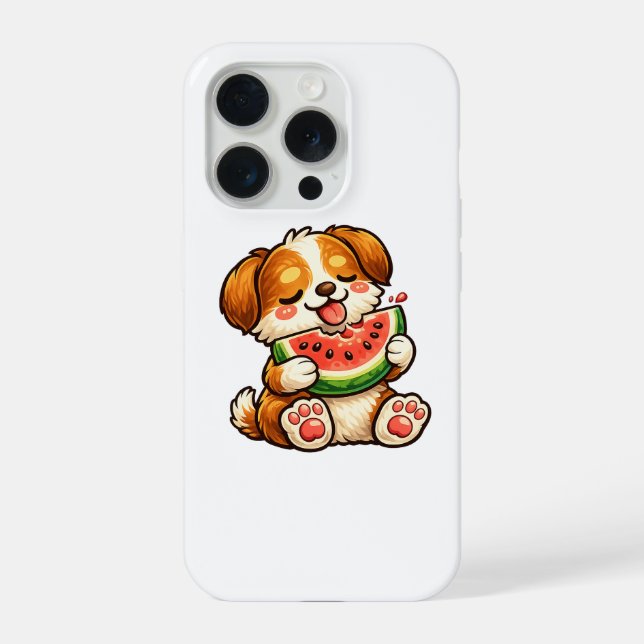 Funda Para iPhone Cute Dog Watermelon (Reverso )
