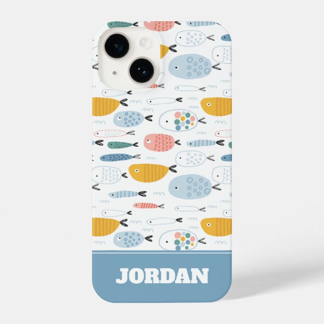 Funda Para iPhone Cute Doodle School of Fish Pattern (Reverso )