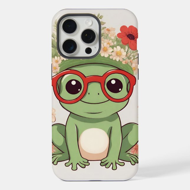 Funda Para iPhone Cute Frog Flower Headband (Reverso )