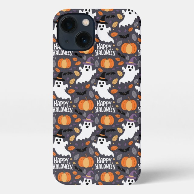 Funda Para iPhone Cute Ghost Pumpkin Pattern – Happy Halloween (Reverso )