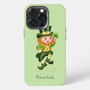 Funda Para iPhone 13 Pro Cute Gnomo Verde Afortunado sobre Verde Lima Claro