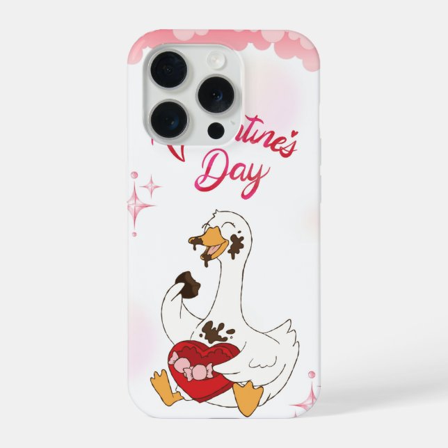 Funda Para iPhone Cute Goose Valentine Chocolate Love Illustration (Reverso )